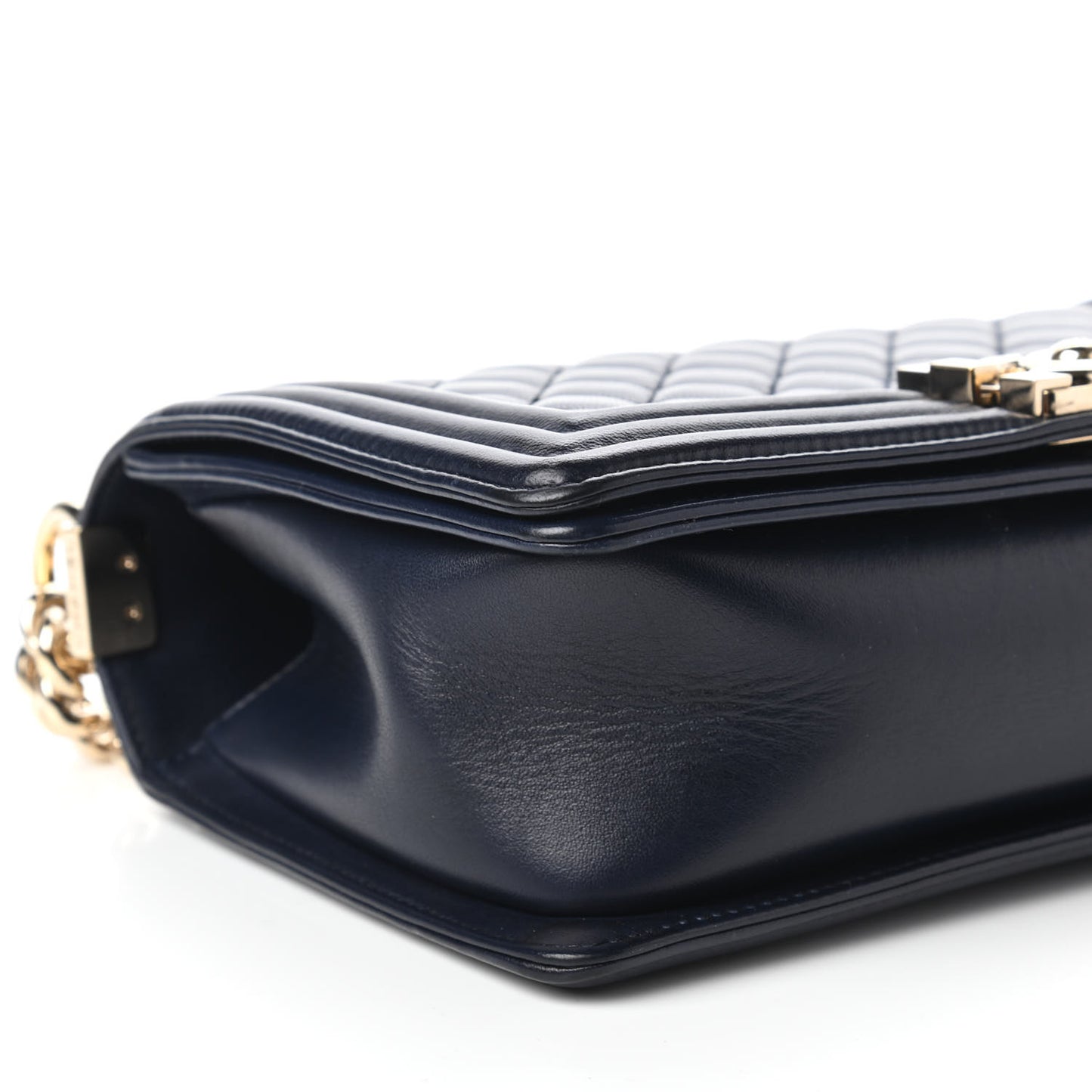 Lambskin Quilted Medium Boy Flap Dark Navy