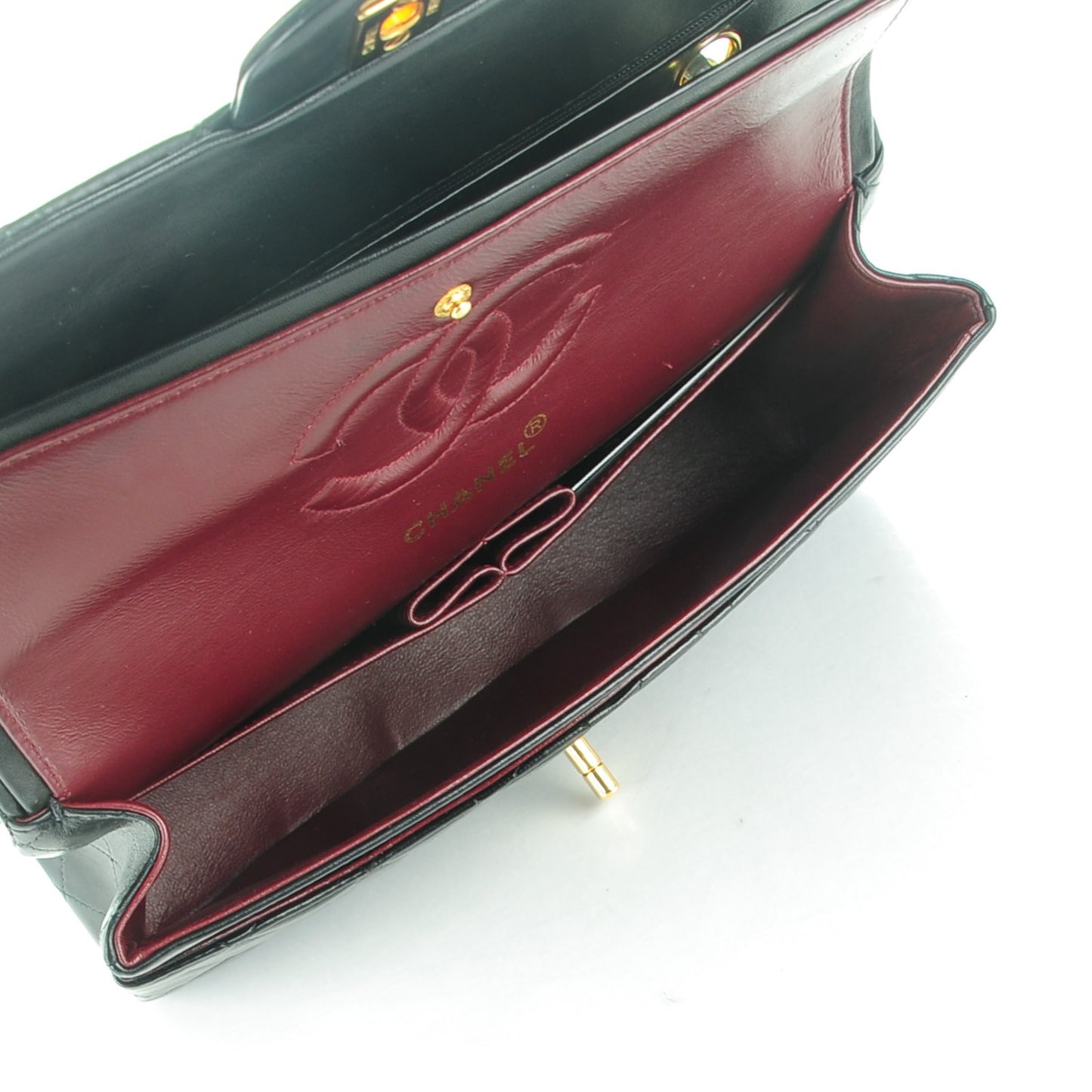 Lambskin Quilted Medium Double Flap Black