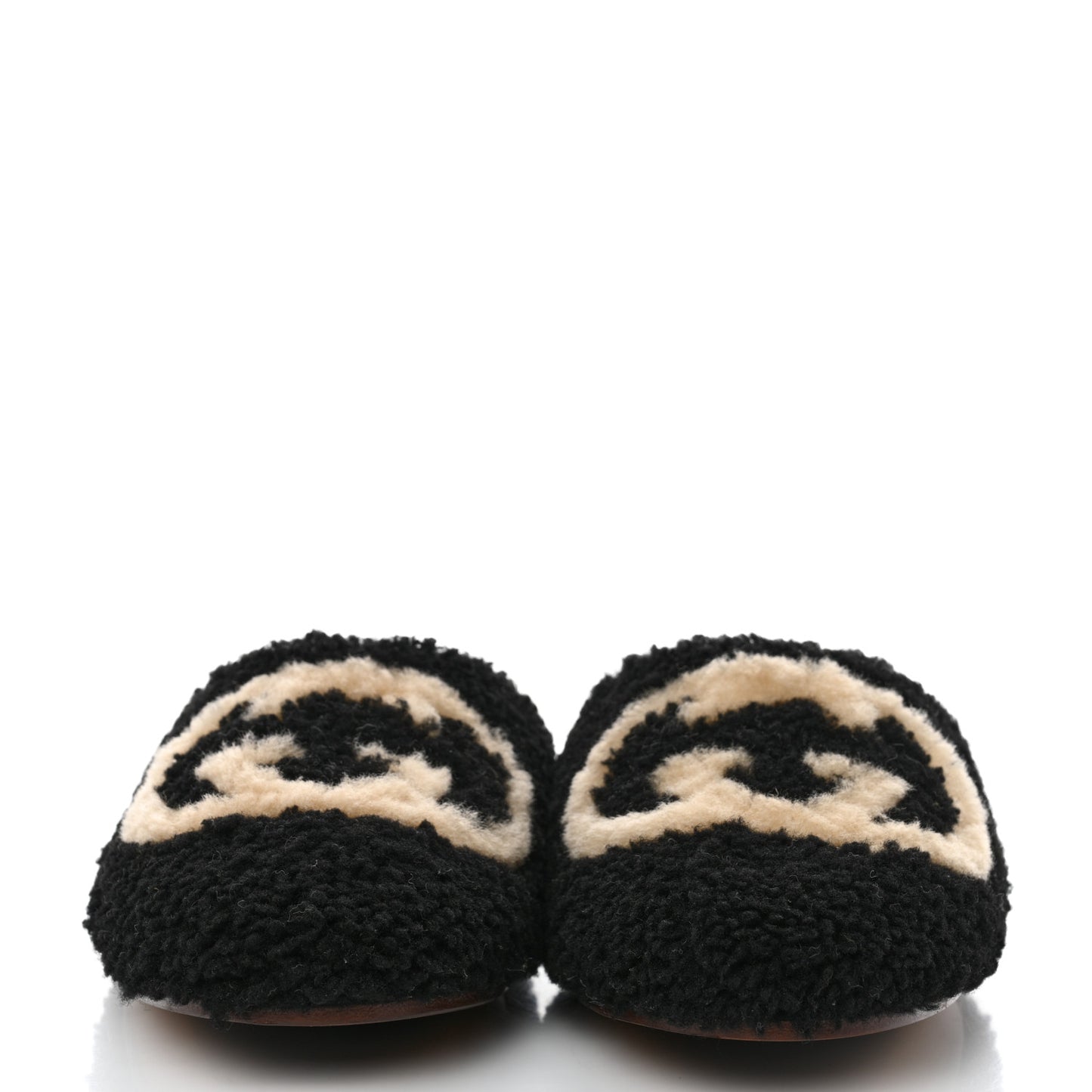 Faux Shearling Interlocking G Womens Eileen Slippers 36.5 Butterscotch Black