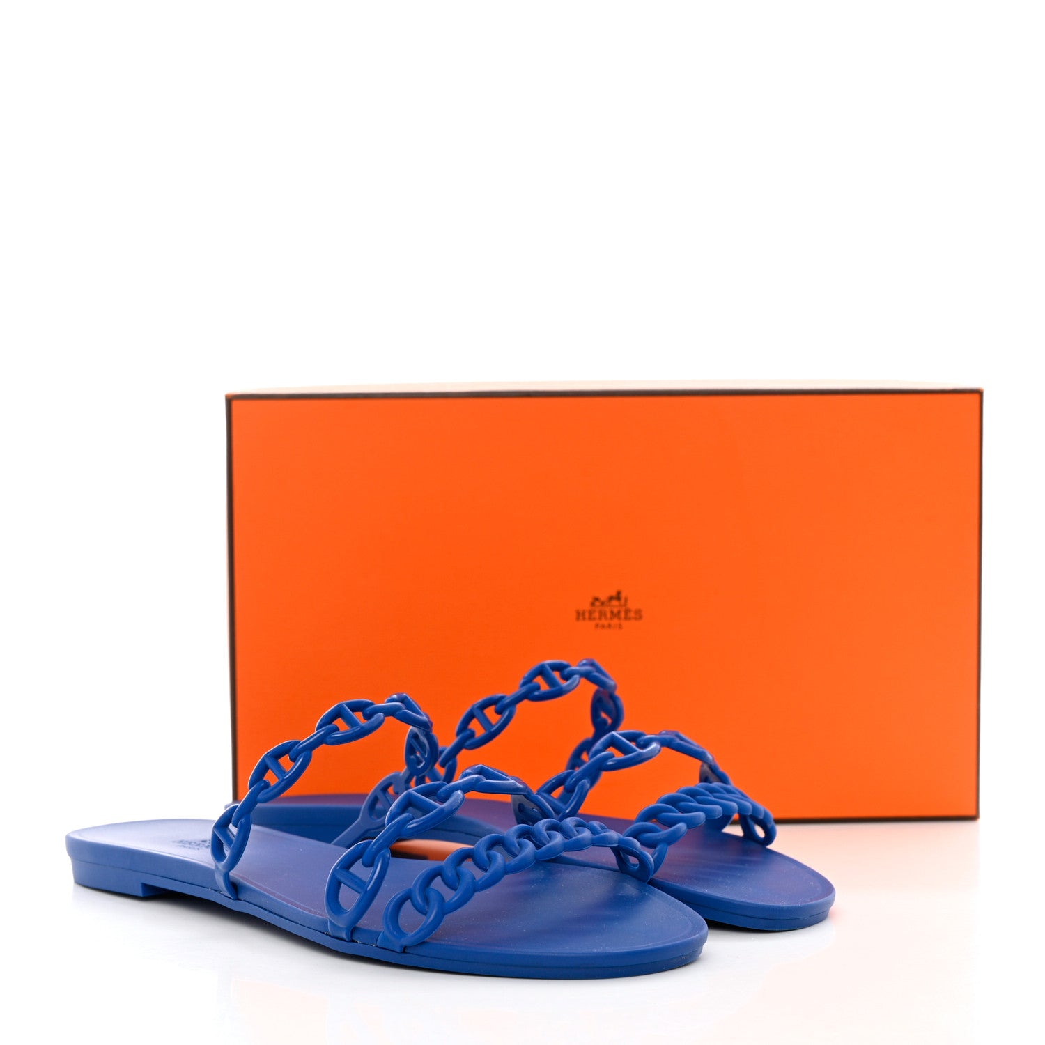 Hermes Rubber Chaine d'Ancre Rivage Sandals 38 Bleu Smalt 9 of 9
