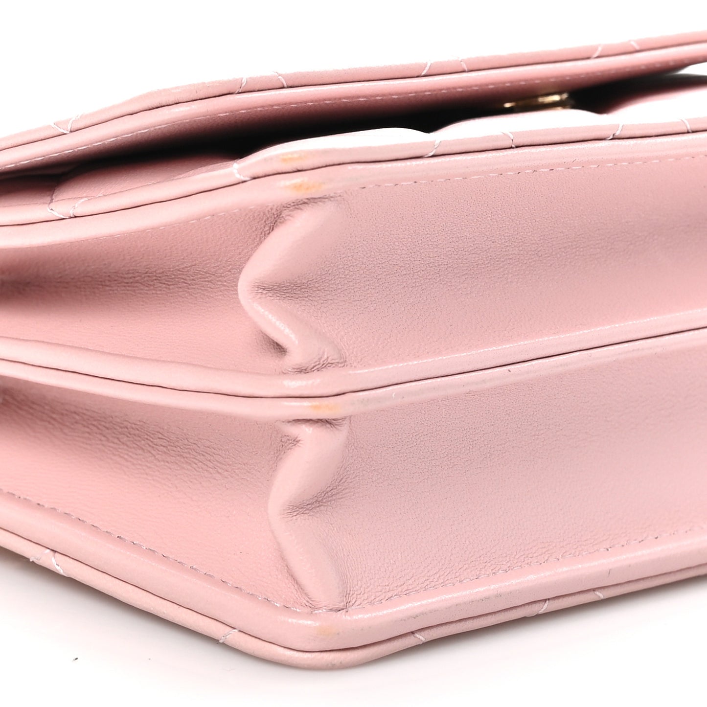 Lambskin Quilted CC Pearl Enamel Clutch on Chain WOC Light Pink
