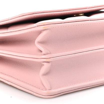Chanel Lambskin Quilted CC Pearl Enamel Clutch on Chain WOC Light Pink 12 of 13