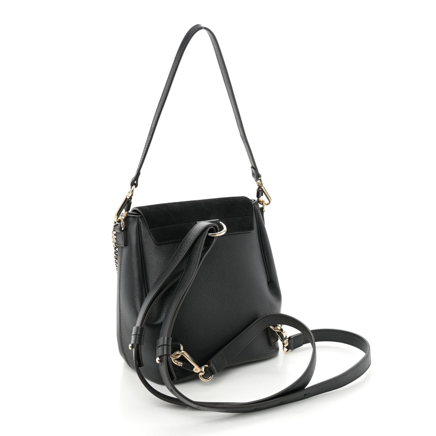 Suede Calfskin Small Faye Backpack Black