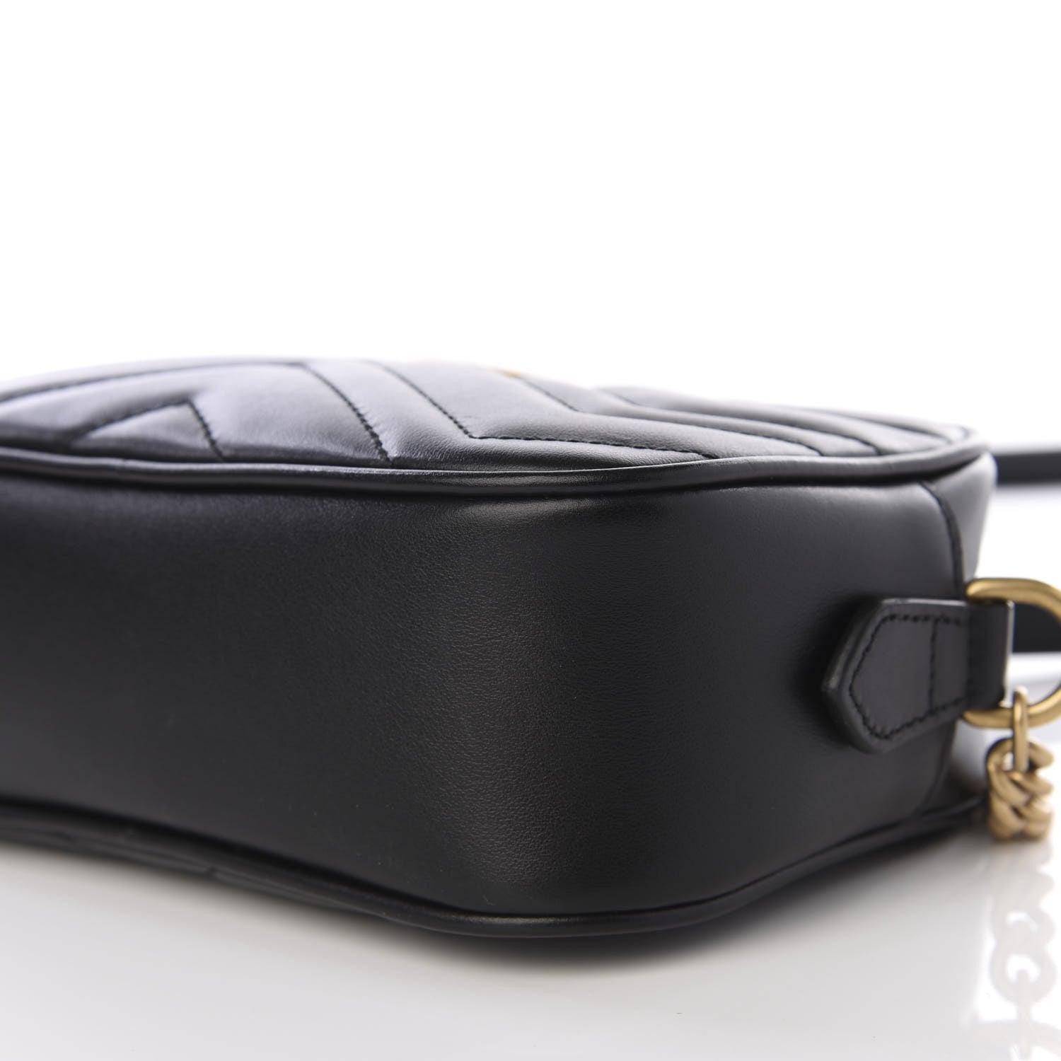 Gucci Calfskin Matelasse Mini GG Marmont Chain Shoulder Bag Black 6 of 8