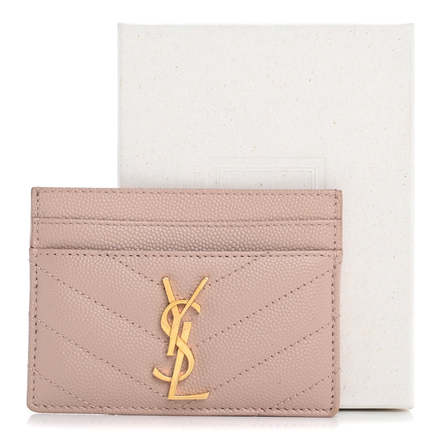 Grain De Poudre Matelasse Chevron Monogram Credit Card Case Pale Pink