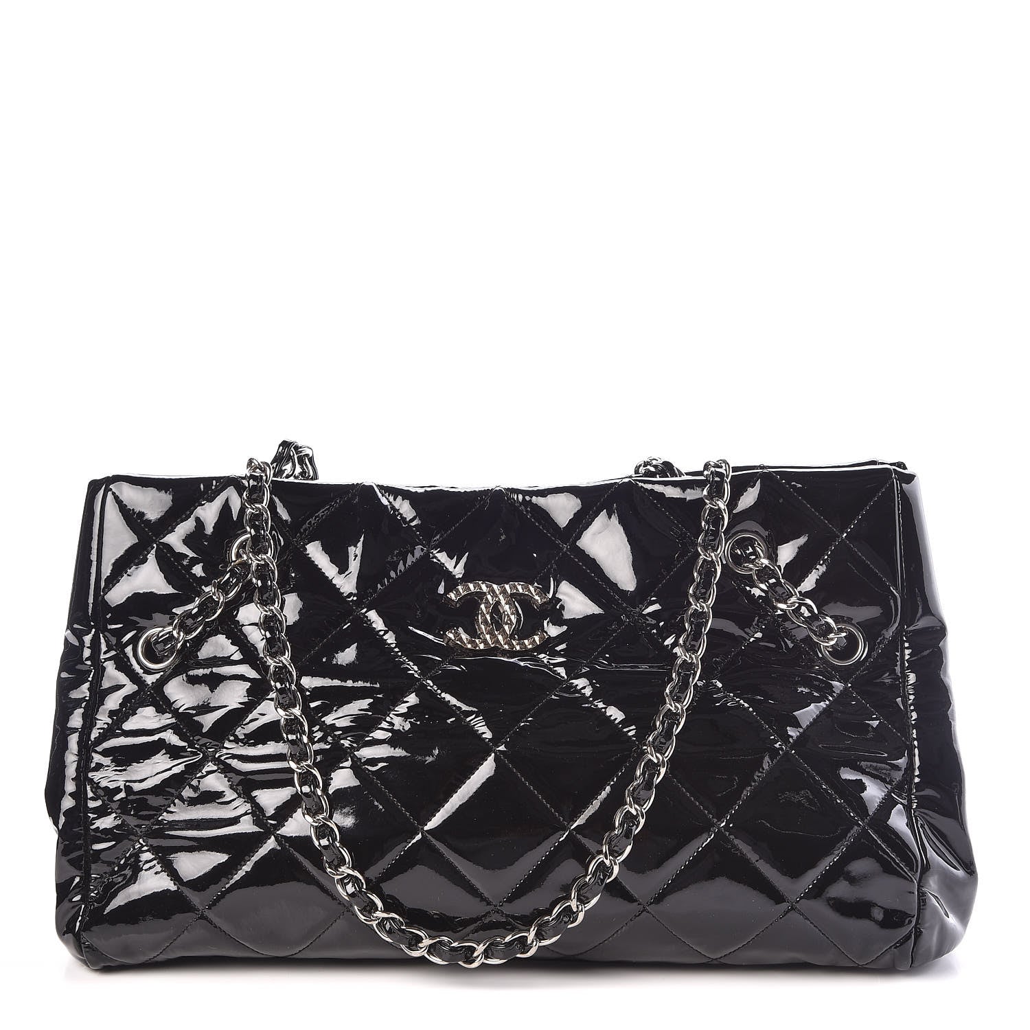 Chanel Patent Quilted Medium Cells Tote Black 1 of 13