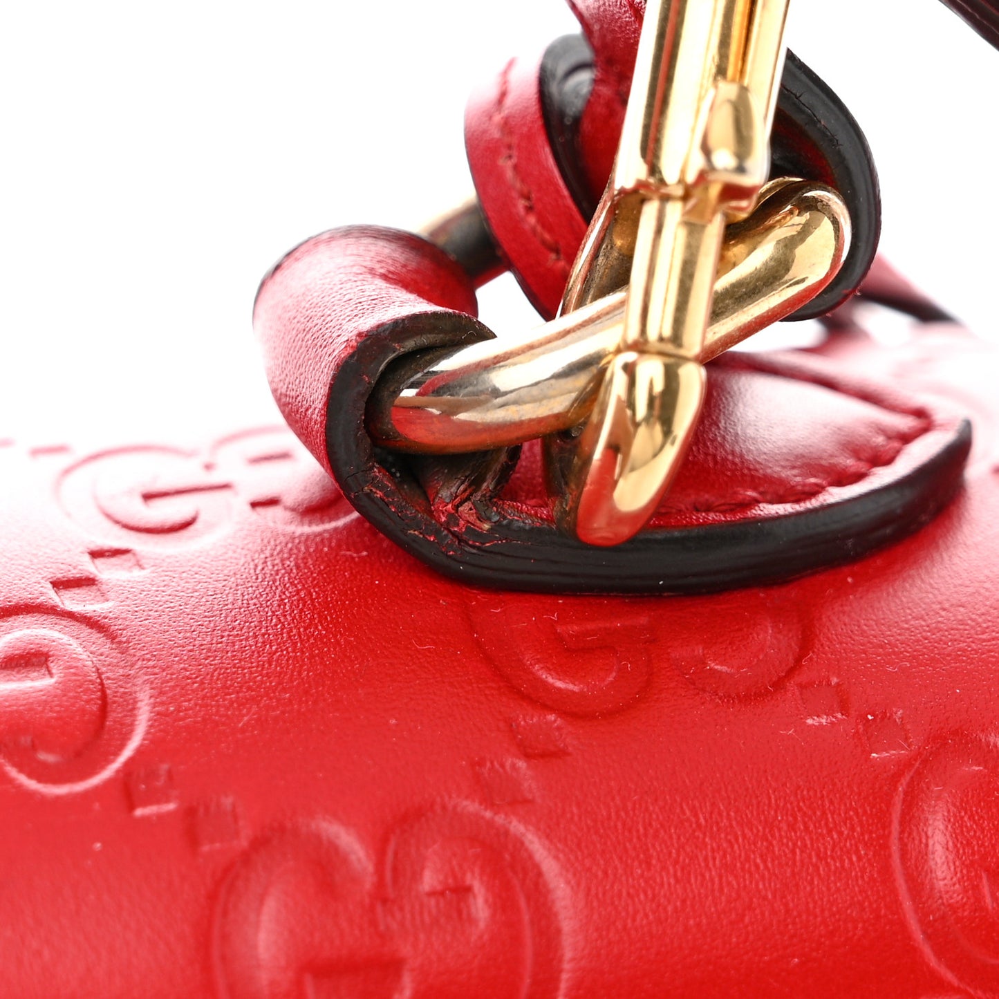 Guccissima Signature Small Padlock Top Handle Bag Hibiscus Red
