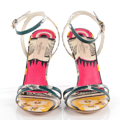 Valentino Garavani Lambskin Printed Ankle Strap 100mm Sandals 36.5 Multicolor 2 of 7