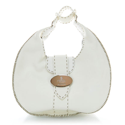 Fendi Calfskin Romano Selleria Hobo White 1 of 7