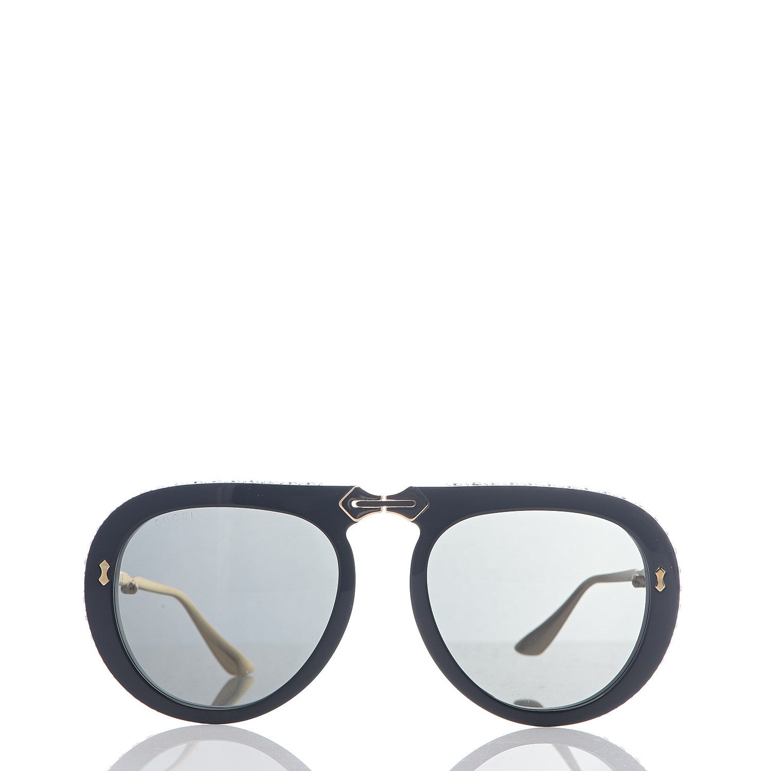 Gucci Acetate Crystal Foldable Aviator Sunglasses GG0307S Black 2 of 10