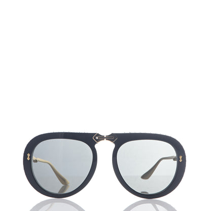 Gucci Acetate Crystal Foldable Aviator Sunglasses GG0307S Black 2 of 10