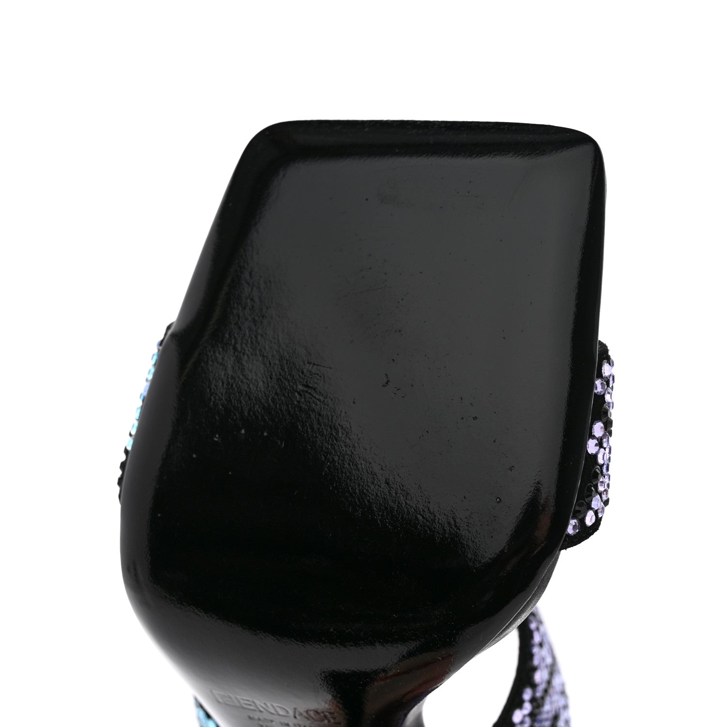 Versace X FENDI Calfskin Crystal Fendace FF Medusa High Heel Mule Sandals 36 Black Multicolor 9 of 12