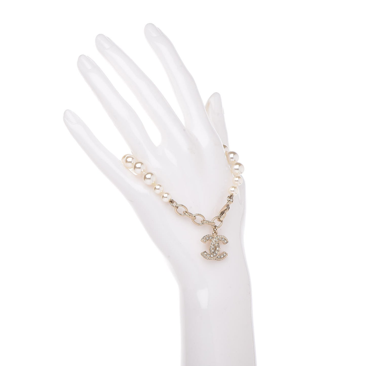 Pearl Crystal CC Bracelet Gold
