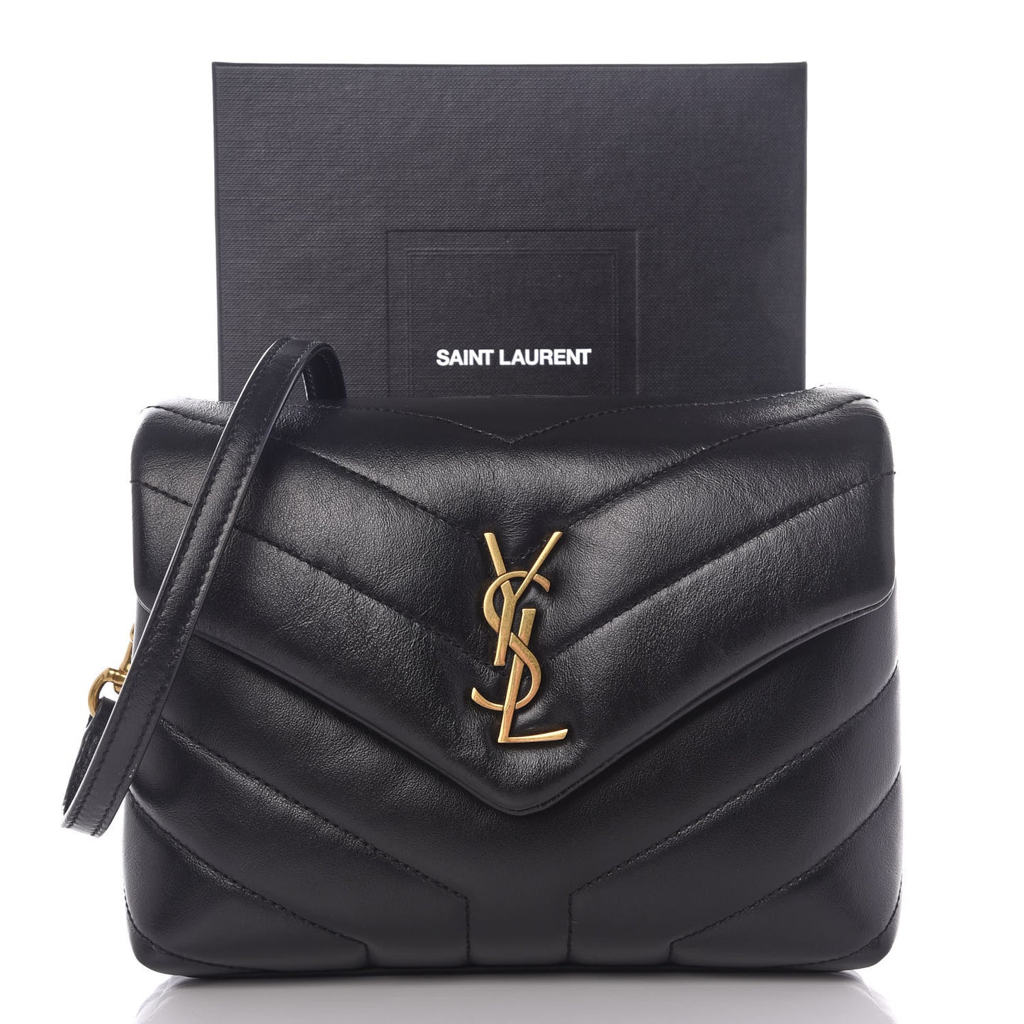 Calfskin Y Quilted Monogram Toy Loulou Crossbody Bag Black