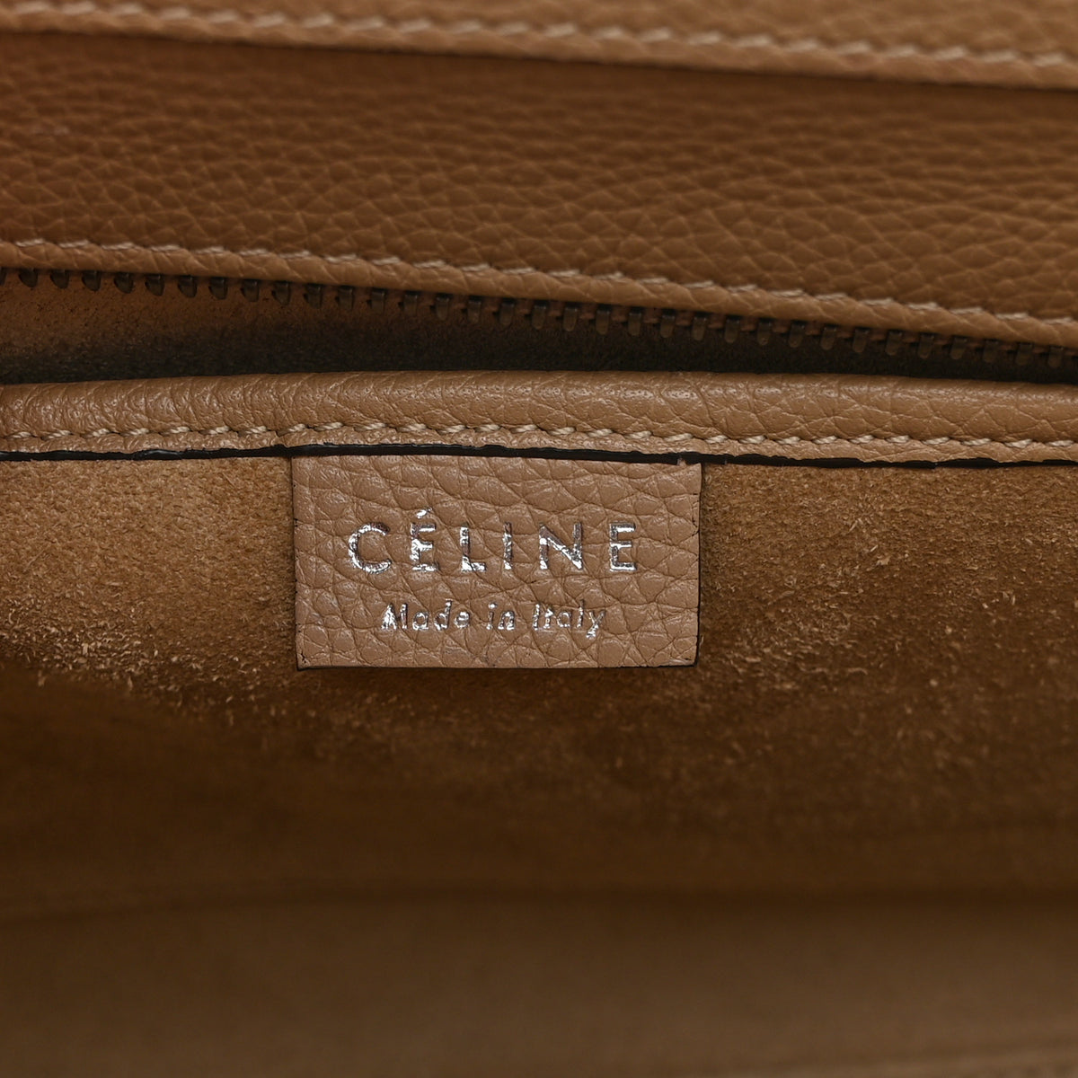 Celine Drummed Calfskin Nano Luggage Dune 6 of 13