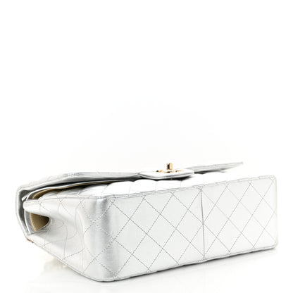 Chanel Metallic Lambskin Quilted Jumbo Double Flap Silver 4 of 15