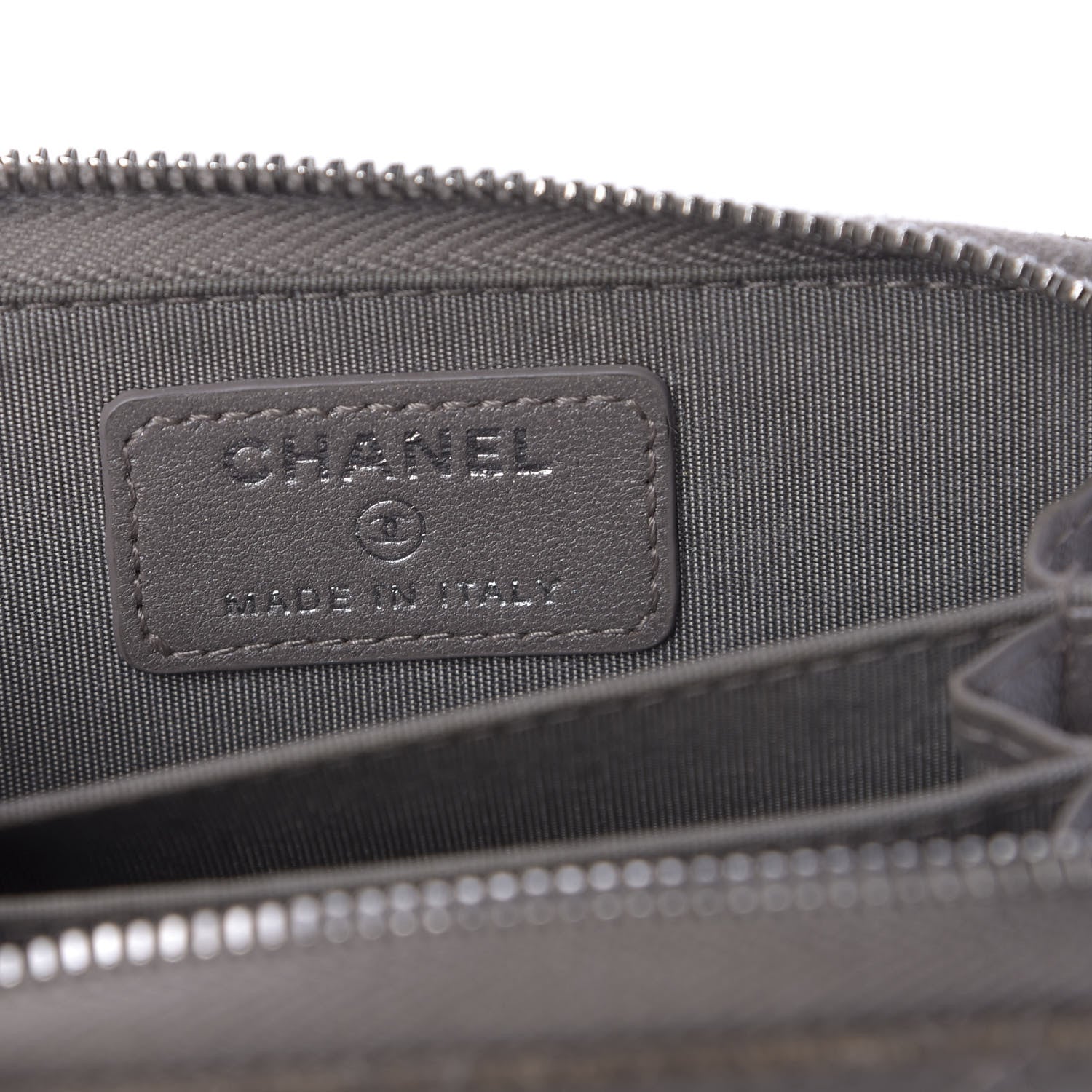 Chanel Calfskin Resin Quilted Zip Around Coin Purse Grey 6 of 9