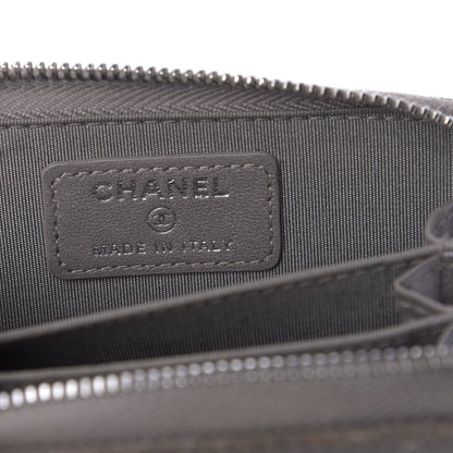 Chanel Calfskin Resin Quilted Zip Around Coin Purse Grey 6 of 9