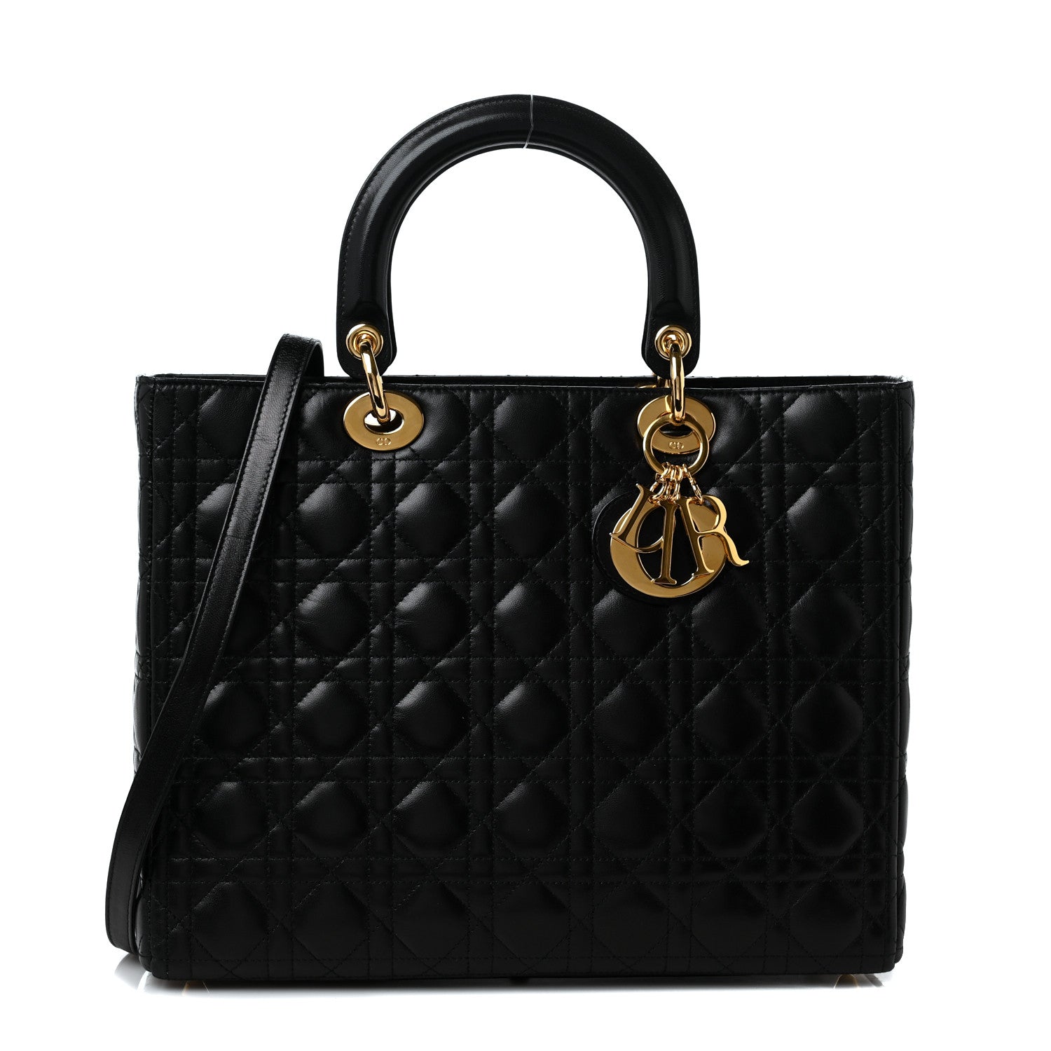 Christian Dior Lambskin Cannage Large Lady Dior Black 1 of 9