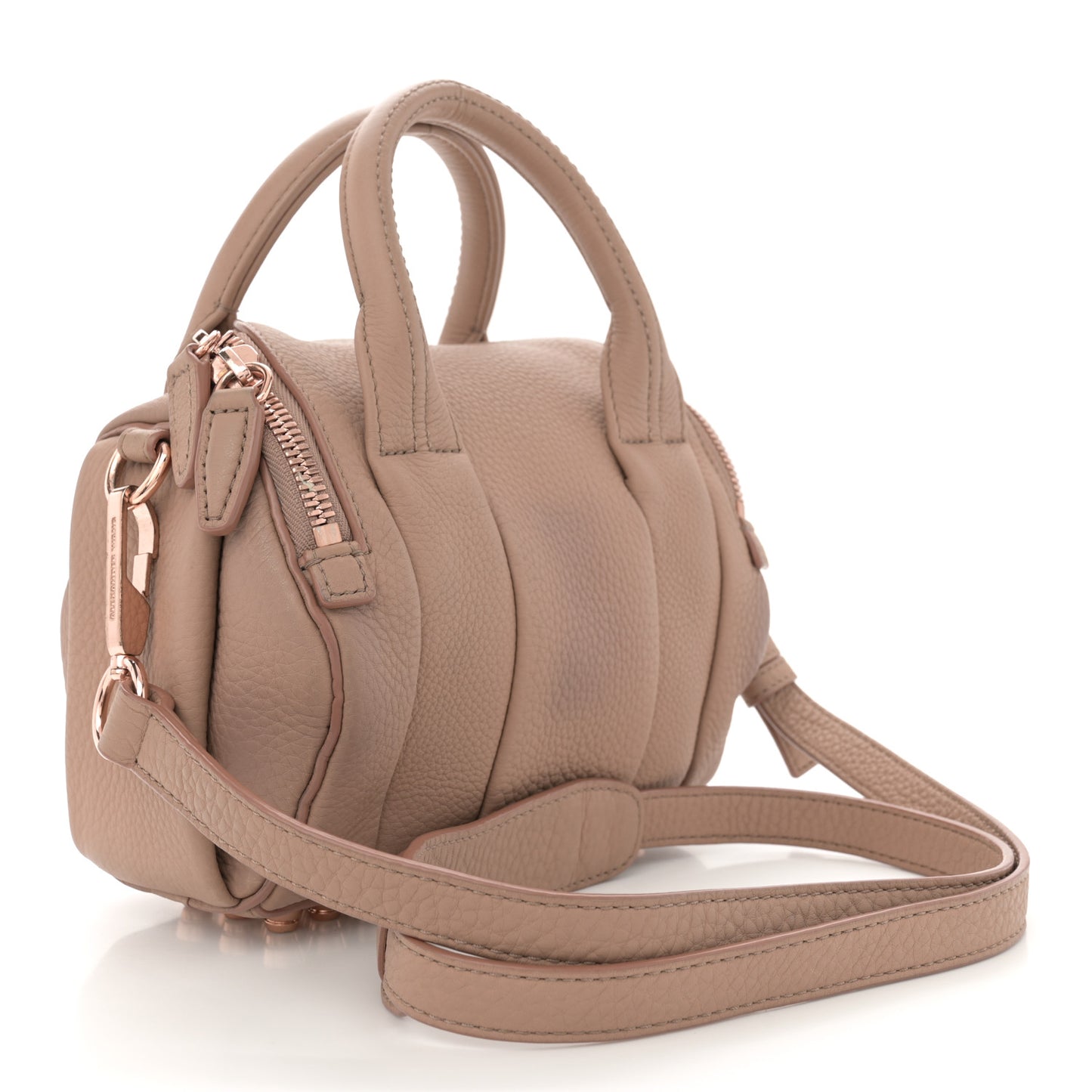 Pebbled Lambskin Mini Rockie Latte Rose Gold Hardware
