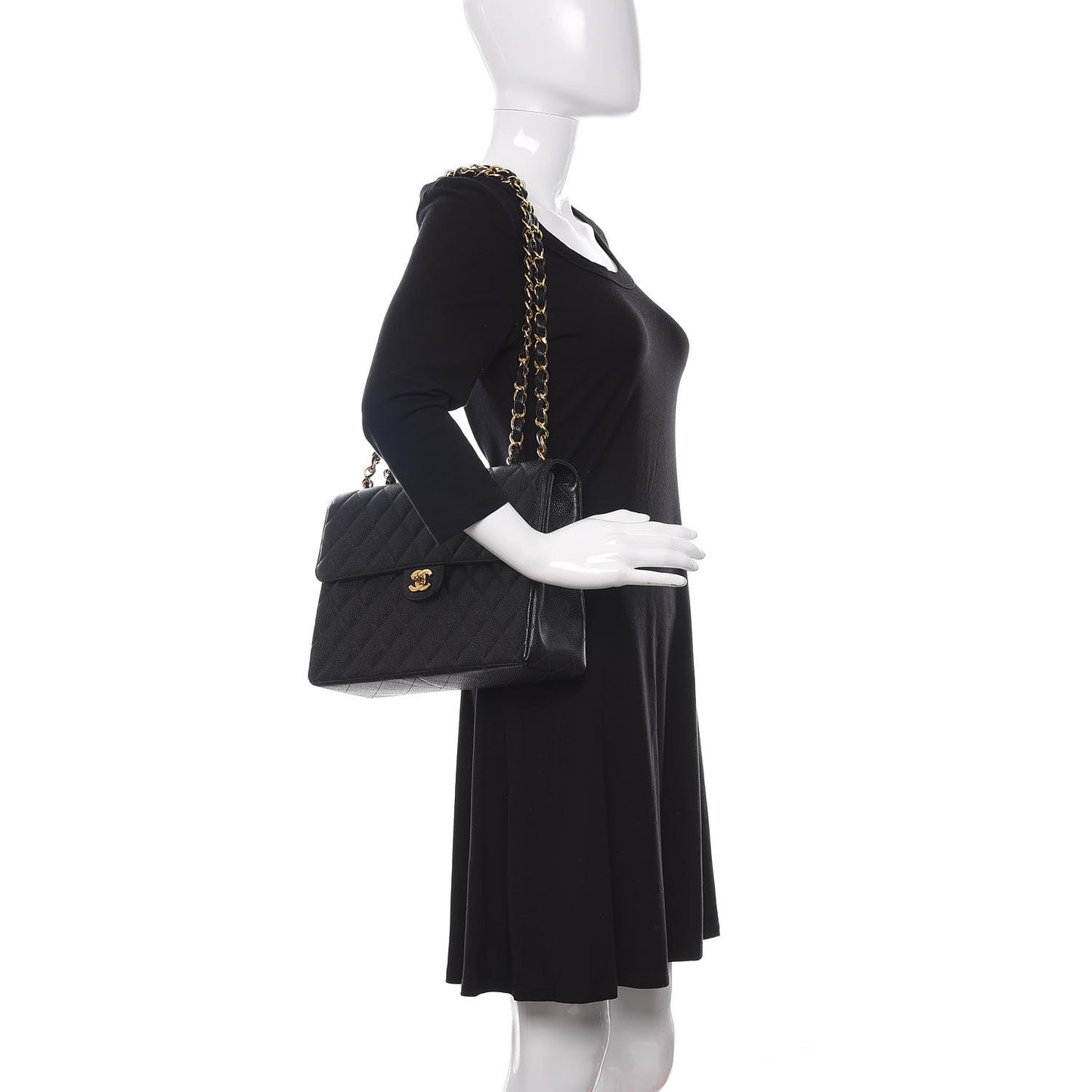 Caviar Quilted Jumbo Single Flap Black