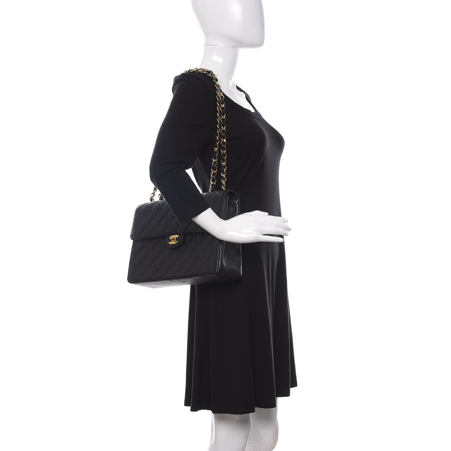 Chanel Caviar Quilted Jumbo Single Flap Black 2 of 11