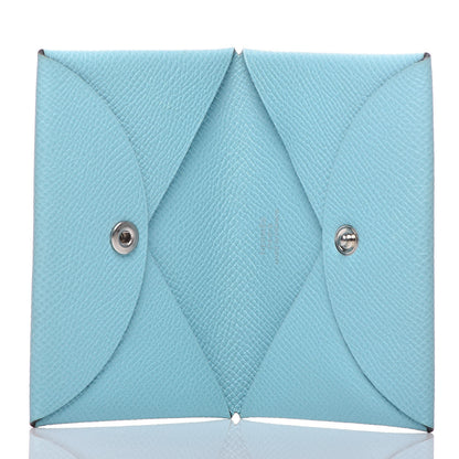 Hermes Epsom Calvi Card Case Bleu Atoll 5 of 10
