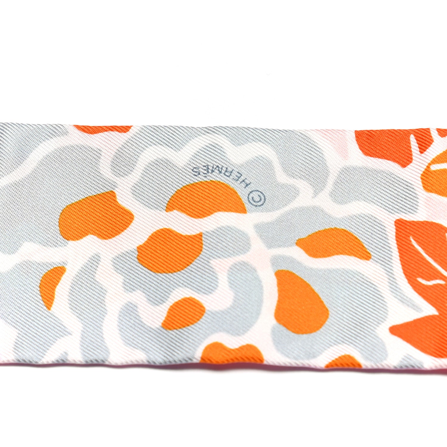 Hermes Silk Bingata Twilly Orange Rose Gris 3 of 4