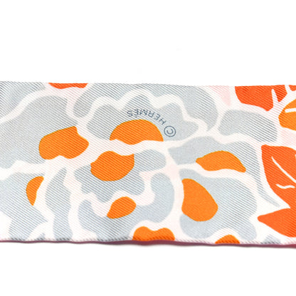 Hermes Silk Bingata Twilly Orange Rose Gris 3 of 4