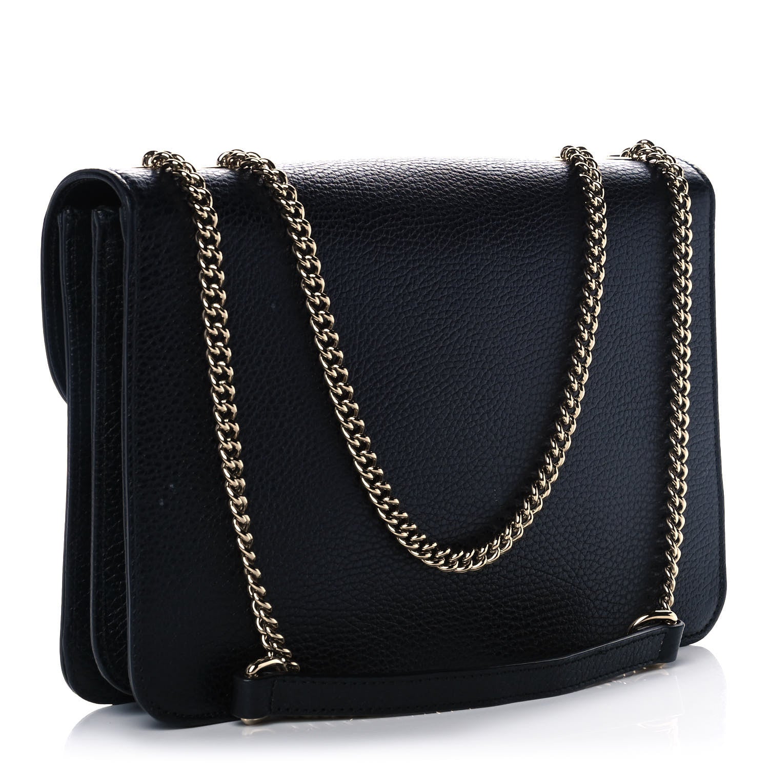 Gucci Dollar Calfskin Interlocking G Shoulder Bag Black 3 of 12