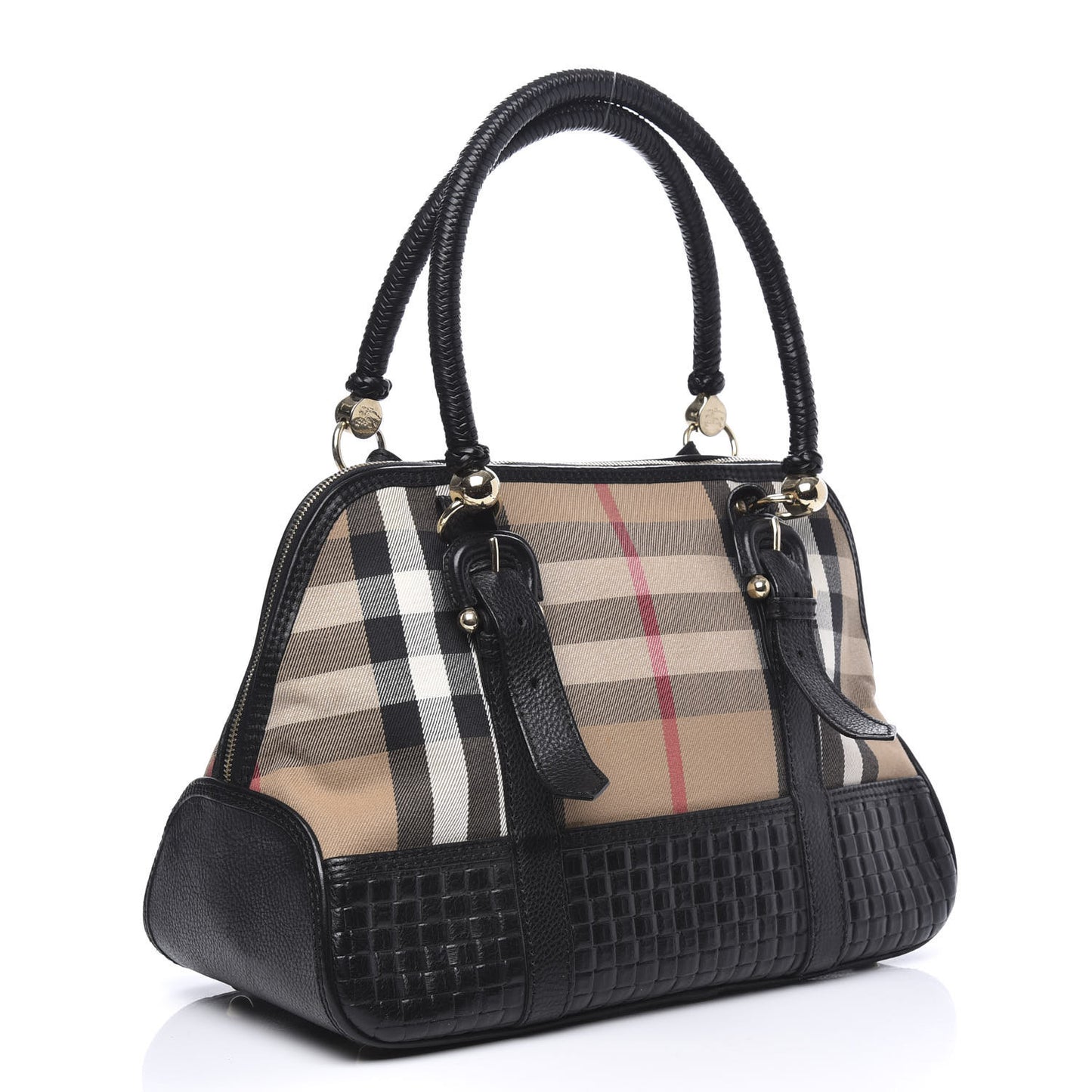 Canvas House Check Woven Satchel Black