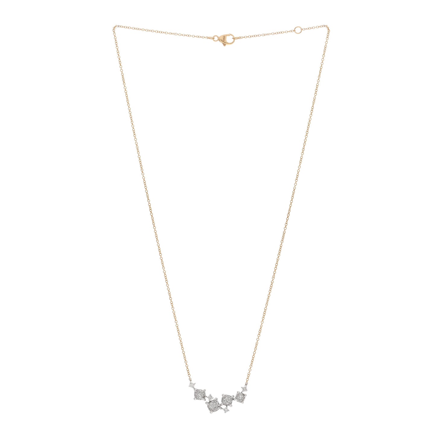 18K Yellow White Gold Diamond Precious Chatelaine Necklace