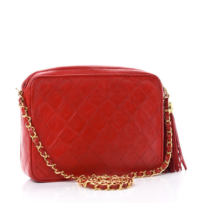 Chanel Lambskin Quilted Tassel Camera Case Red 3 of 12