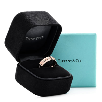 Tiffany 18K Rose Gold Diamond Wide T Two Ring 50 5.5 5 of 5