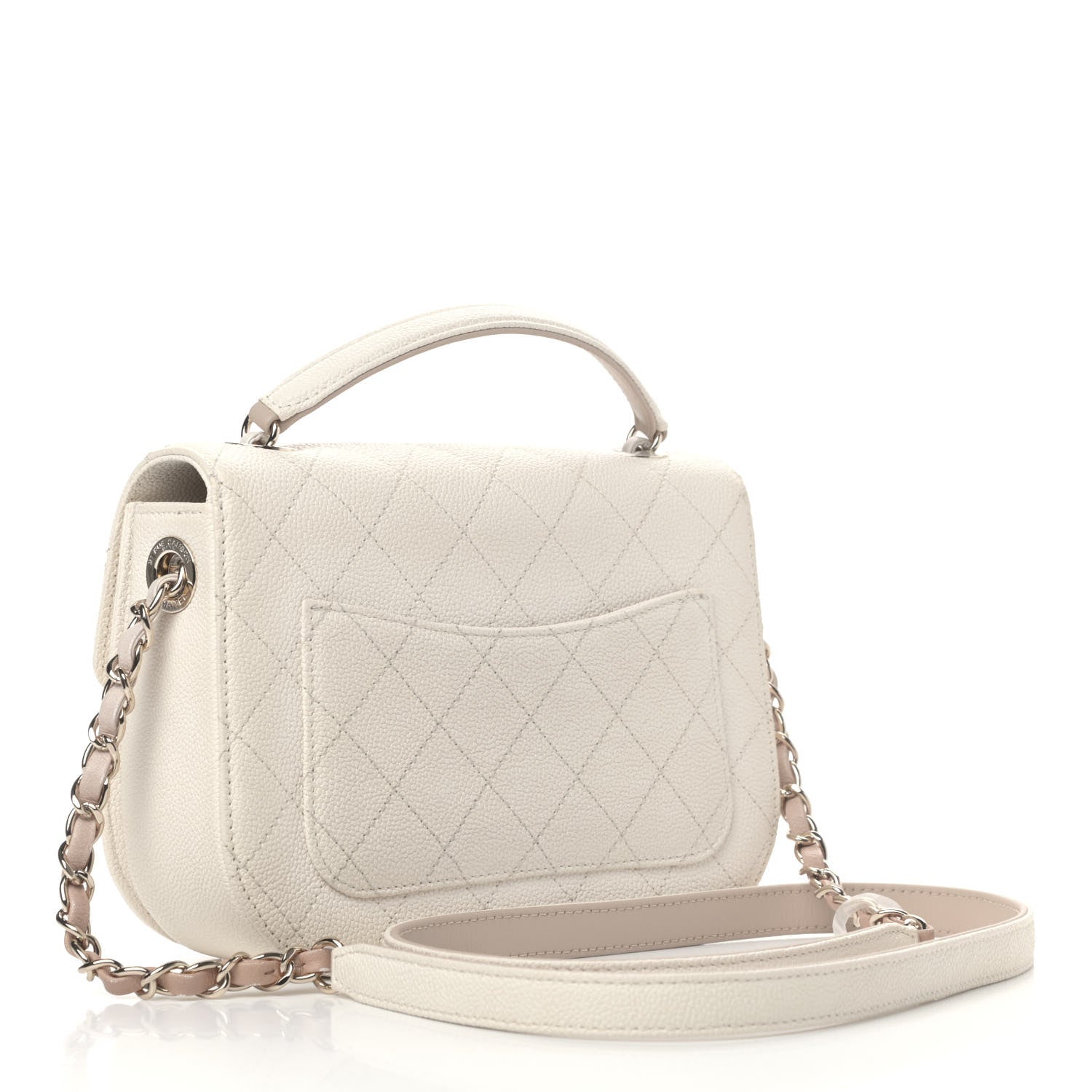 Chanel Grained Calfskin Quilted Small Cuba Top Handle Flap White 2 of 4