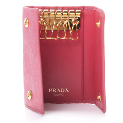 Prada Vitello Move Metal 6 Key Holder Peonia 5 of 10