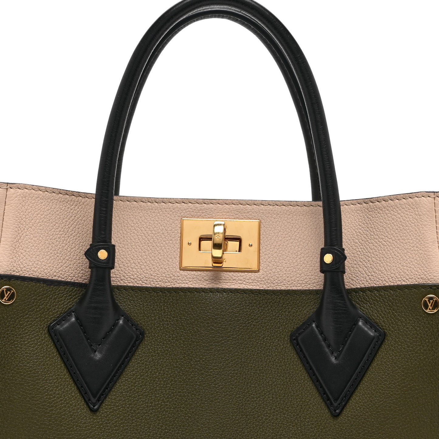 Calfskin Monogram On My Side MM Laurier Green Toffee Latte Beige