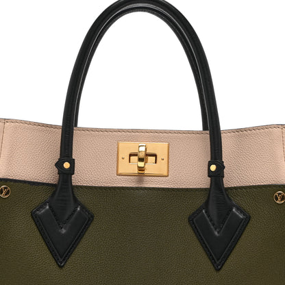 Louis Vuitton Calfskin Monogram On My Side MM Laurier Green Toffee Latte Beige 7 of 9