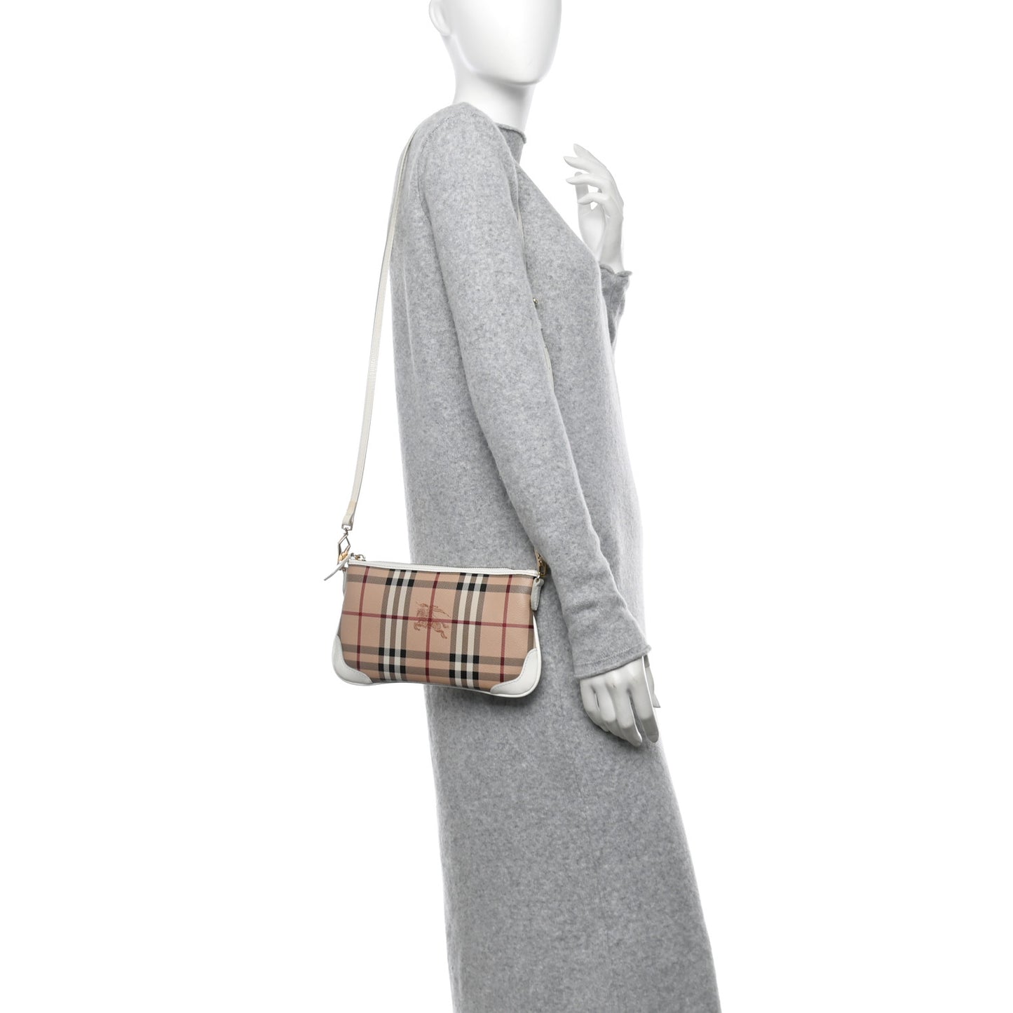 Haymarket Check Small Peyton Crossbody Clutch Bag White