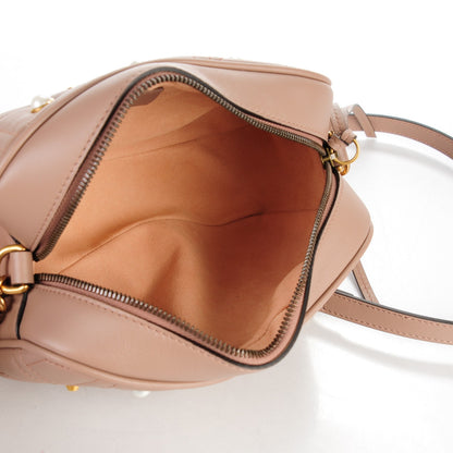 Gucci Calfskin Matelasse Studded Small Pearly GG Marmont Chain Shoulder Bag Porcelain Rose 5 of 7