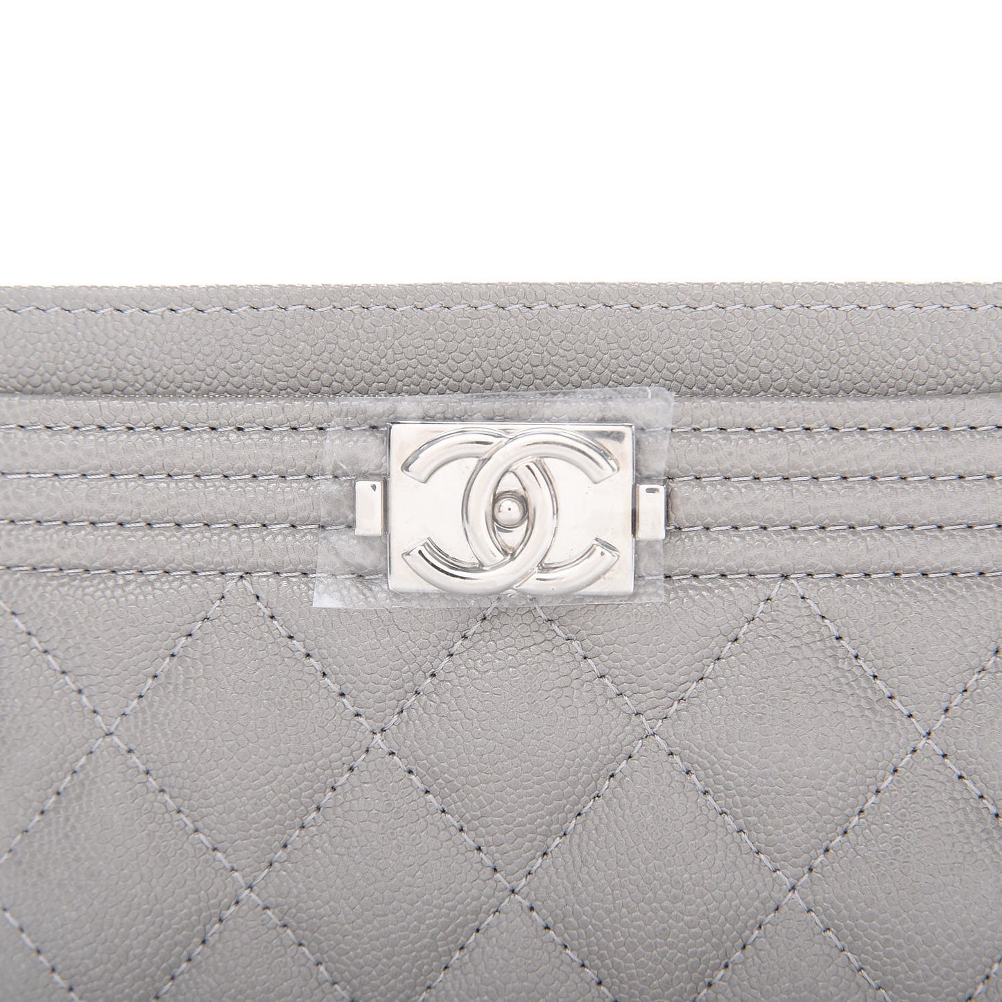 Caviar Quilted Boy Card Holder Grey