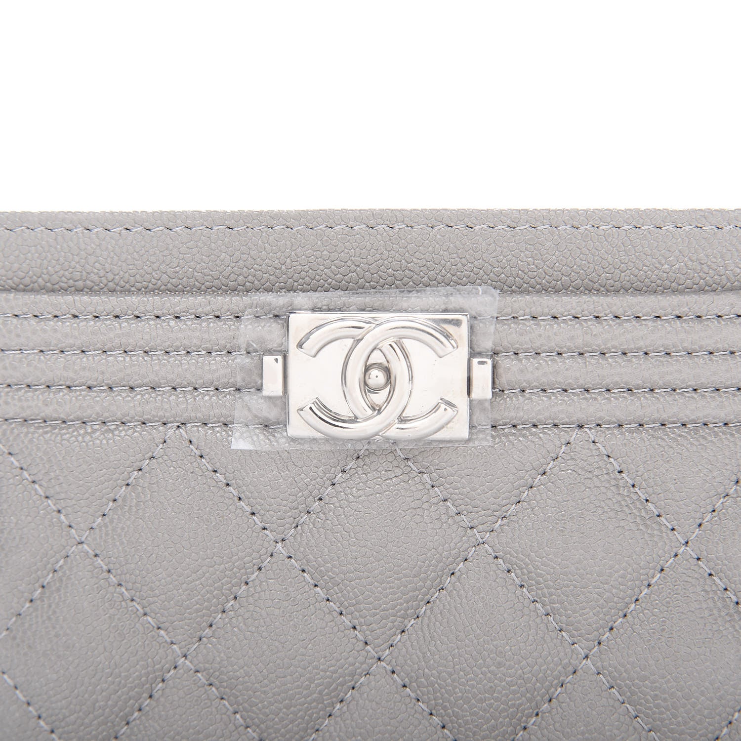Chanel Caviar Quilted Boy Card Holder Grey 9 of 10