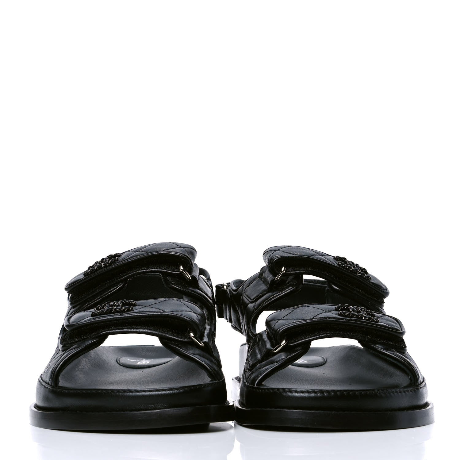 Chanel Lambskin Velcro Dad Sandals 38 Black 2 of 4