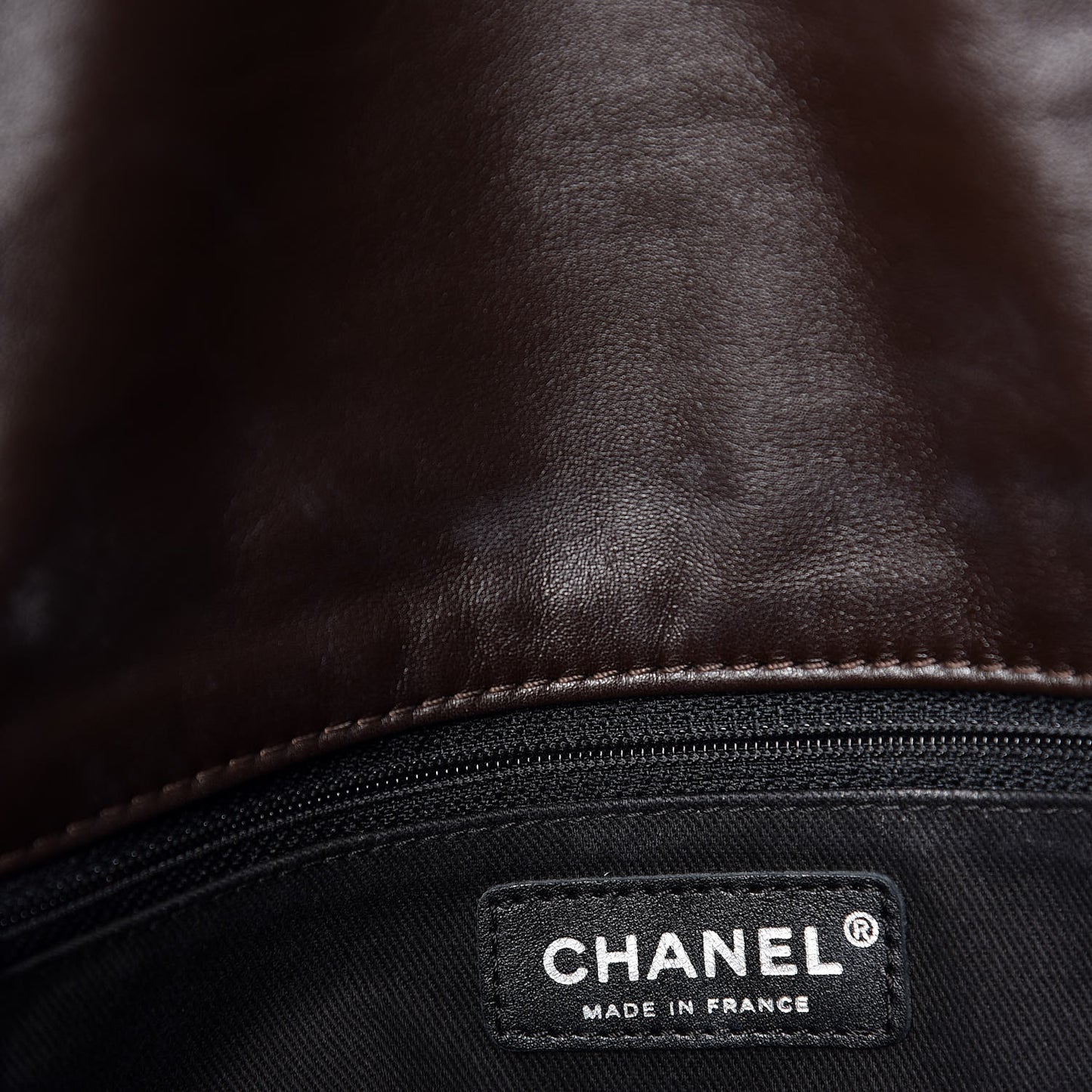 Calfskin Large Expandable Flap Bag Brown
