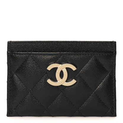 Chanel Caviar Quilted Studded CC Card Holder Black 1 of 9