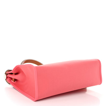 Hermes Vache Hunter Toile Herbag Zip 31 PM Rose Azalee Natural 5 of 12