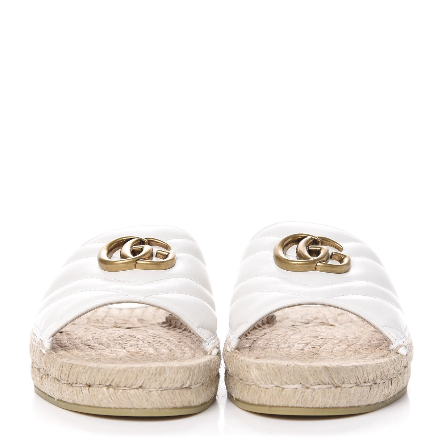 Nappa Matelasse GG Marmont Espadrille Slide Sandals 37 Great White