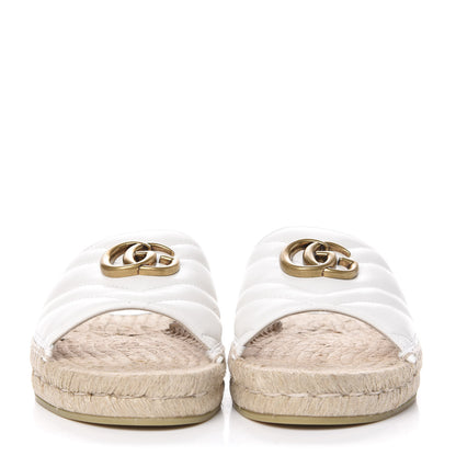 Gucci Nappa Matelasse GG Marmont Espadrille Slide Sandals 37 Great White 2 of 9