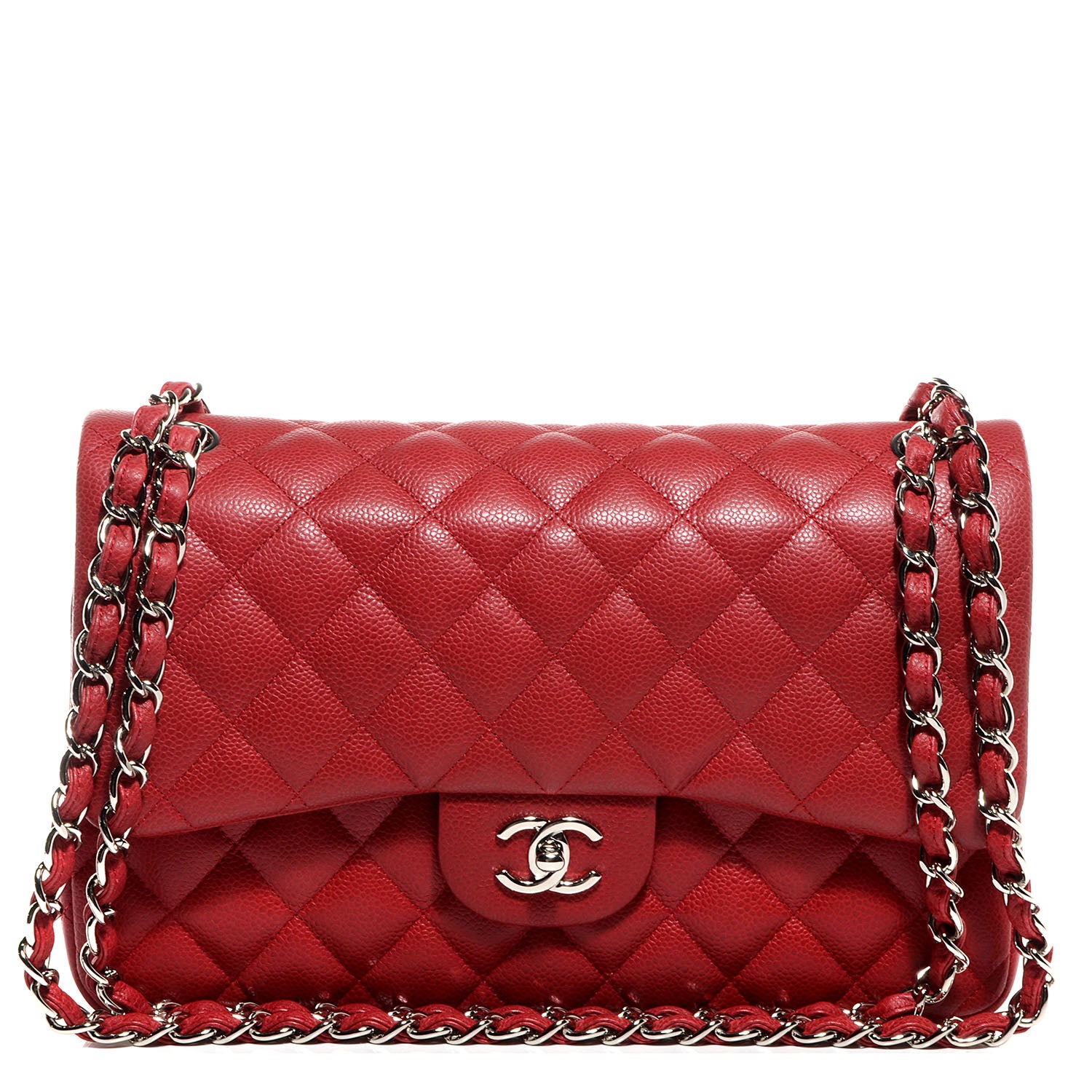 Chanel Caviar Jumbo Double Flap Dark Red 1 of 9