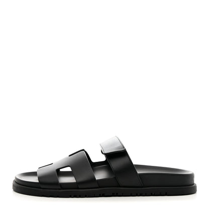 Hermes Calfskin Womens Chypre Sandals 40 Black 1 of 9